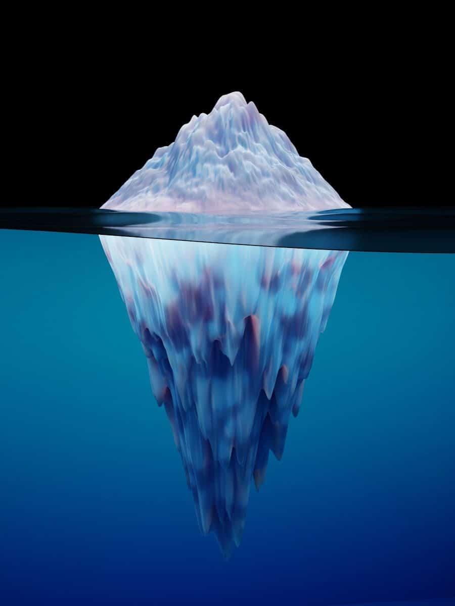 Schéma de l'iceberg : 10% Conscient (volonté d'arrêter de fumer) contre 90% Inconscient (habitudes, automatismes), illustrant le travail de l'hypnose à Saint-Léger-les-Vignes